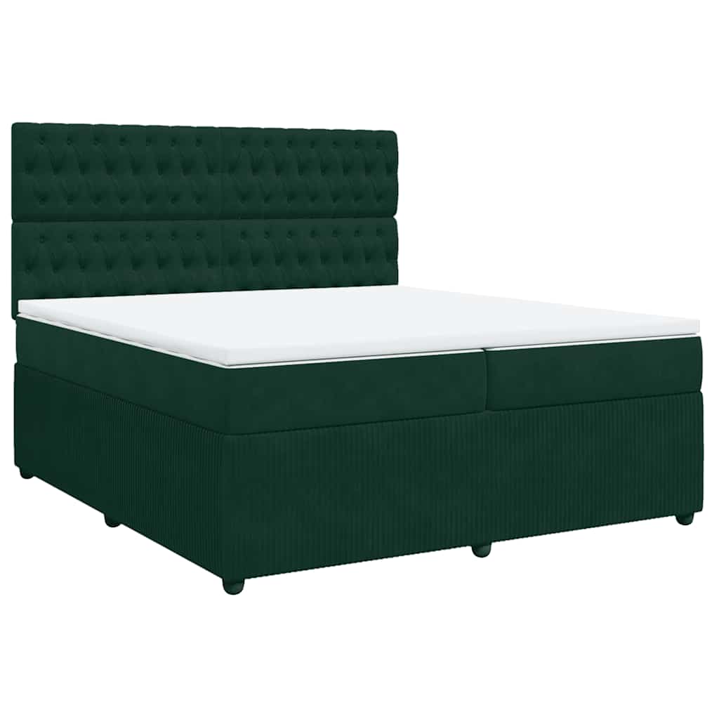 vidaXL Boxspring met matras fluweel donkergroen 200x200 cm groen, foto 3
