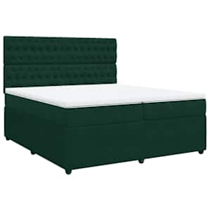 Box spring postel s matrací tmavě zelená 200x200 cm samet - obrázek 2