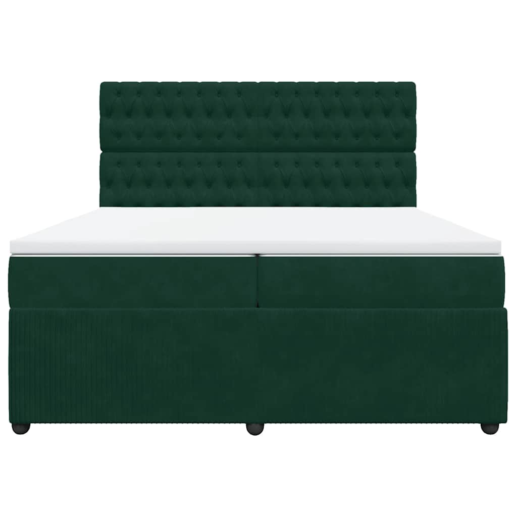 vidaXL Boxspring met matras fluweel donkergroen 200x200 cm groen, foto 4