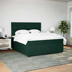 Box spring postel s matrací tmavě zelená 200x200 cm samet - obrázek 3
