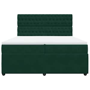 Box spring postel s matrací tmavě zelená 200x200 cm samet - obrázek 4