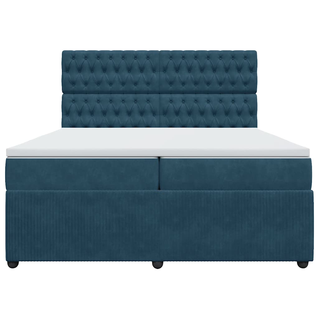 vidaXL Boxspring met matras fluweel donkerblauw 200x200 cm blauw, foto 4