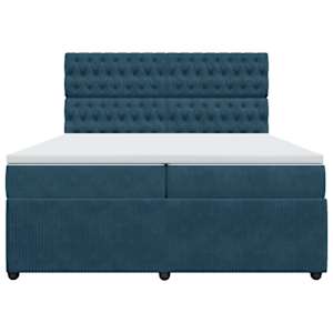 Box spring postel s matrací tmavě modrá 200x200 cm samet - obrázek 4