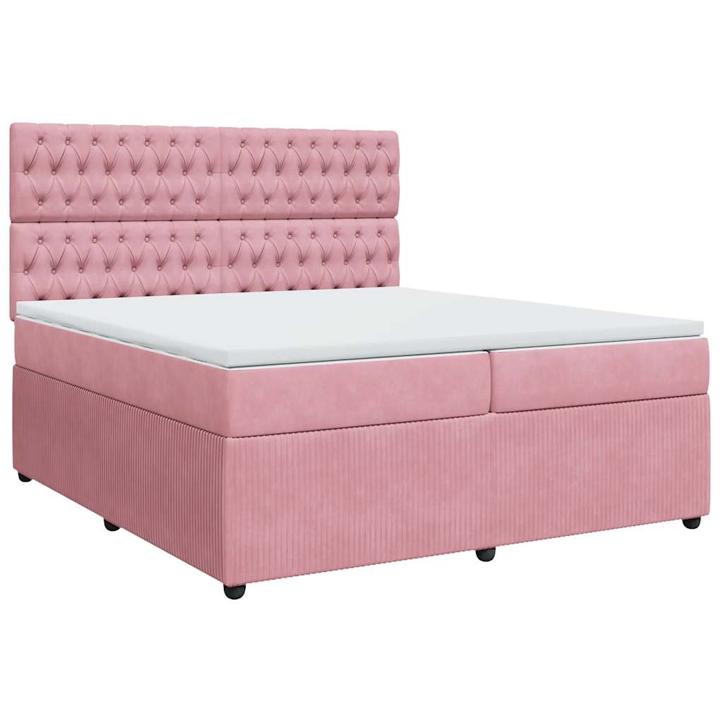 vidaXL Box spring postel s matrací růžová 200x200 cm samet