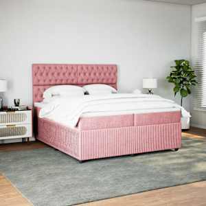 Box spring postel s matrací růžová 200x200 cm samet - obrázek 3