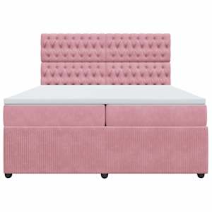 Box spring postel s matrací růžová 200x200 cm samet - obrázek 4