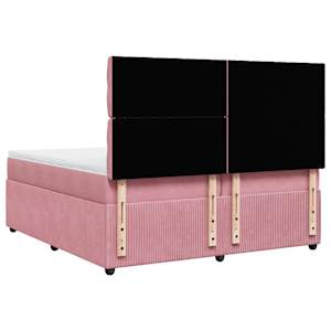 Box spring postel s matrací růžová 200x200 cm samet - obrázek 6