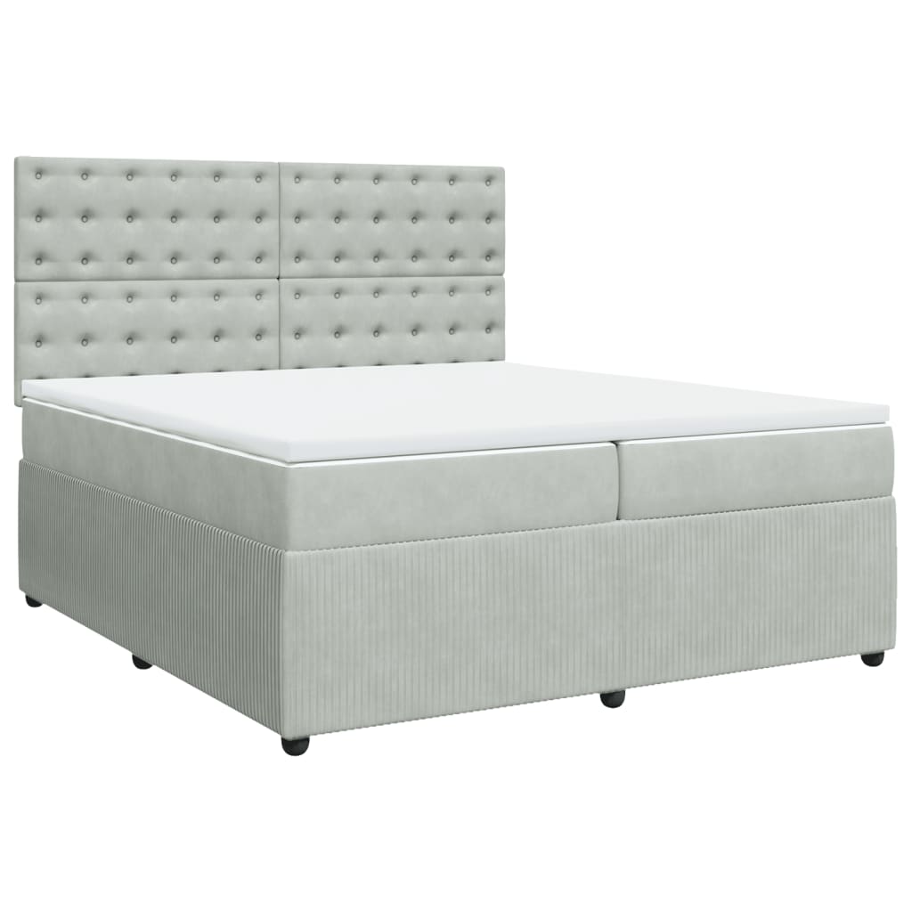 vidaXL Box spring postel s matrací světle šedá 200x200 cm samet