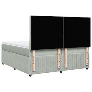 Box spring postel s matrací světle šedá 200x200 cm samet - obrázek 6