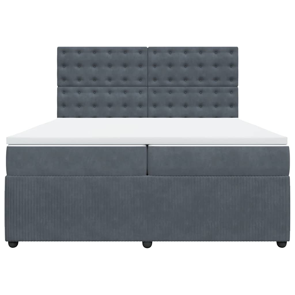 vidaXL Boxspring met matras fluweel donkergrijs 200x200 cm grijs, foto 4