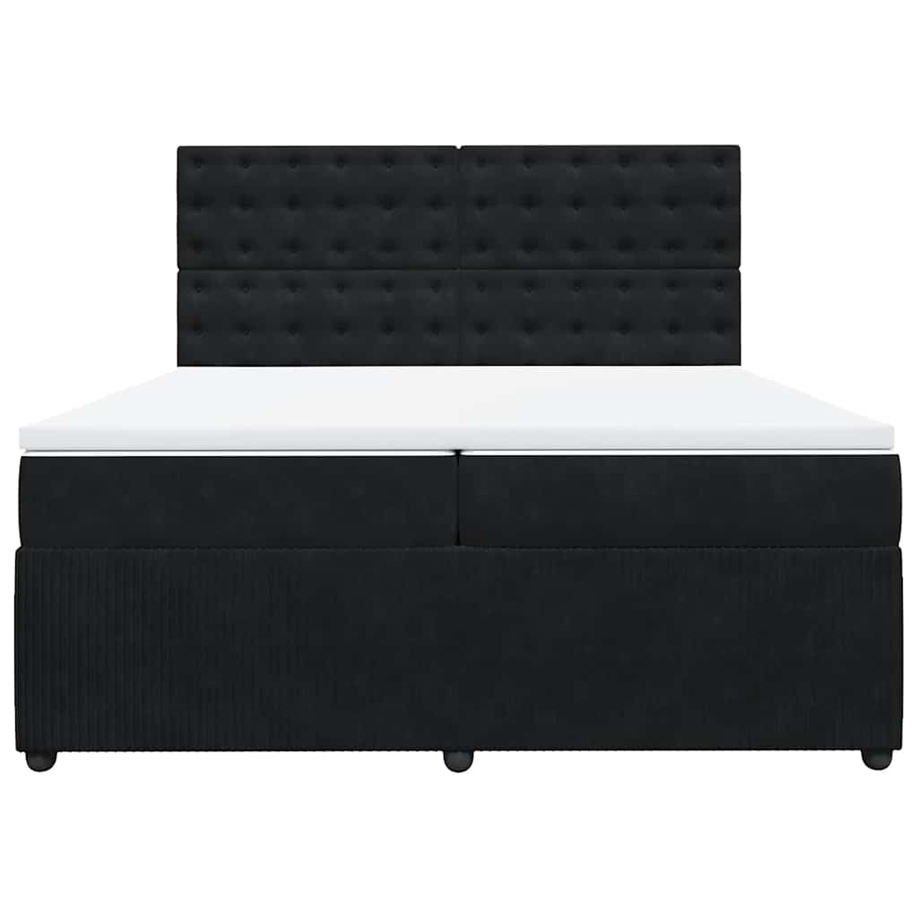 vidaXL Boxspring met matras fluweel zwart 200x200 cm, foto 4