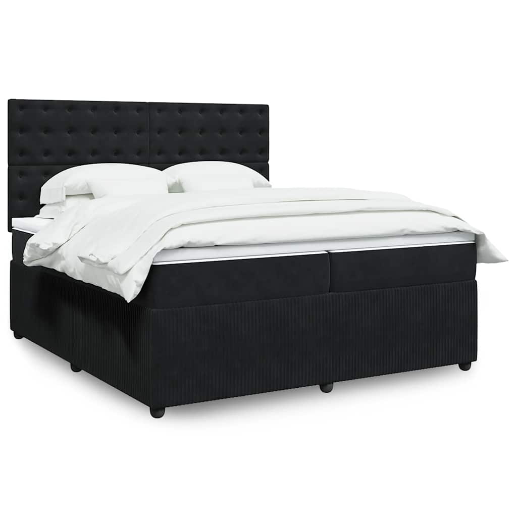 Kontinentalseng 200 x 200 cm med madrasser og topmadras - sort fløjl