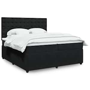 Box spring postel s matrací černá 200x200 cm samet - obrázek 1