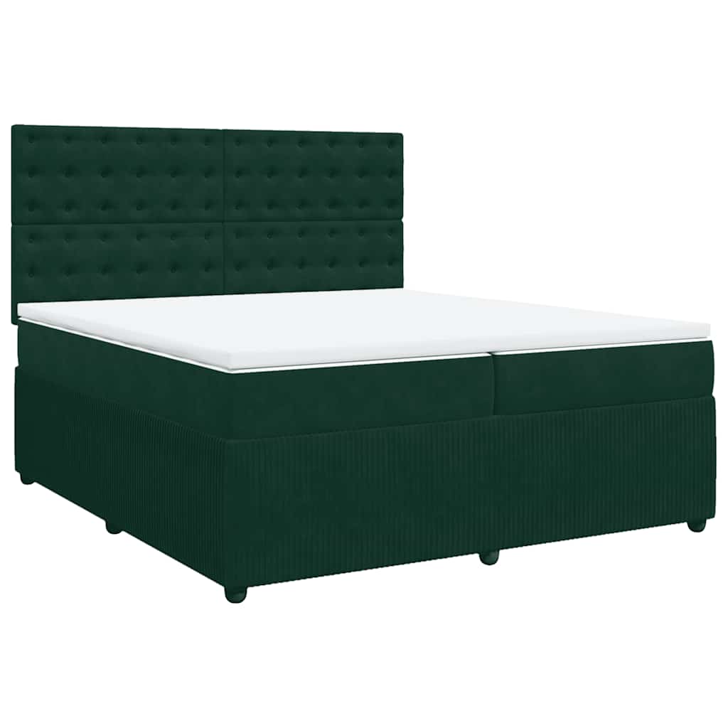 vidaXL Boxspring met matras fluweel donkergroen 200x200 cm groen, foto 3