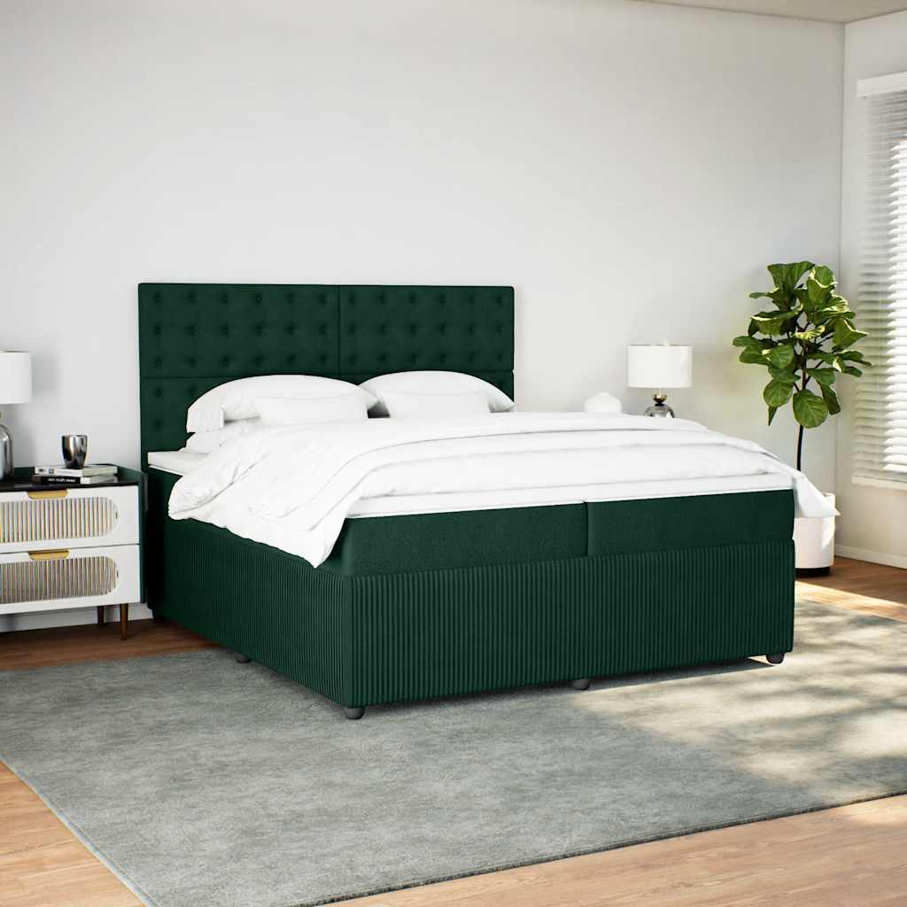 vidaXL Boxspring met matras fluweel donkergroen 200x200 cm groen, foto 2