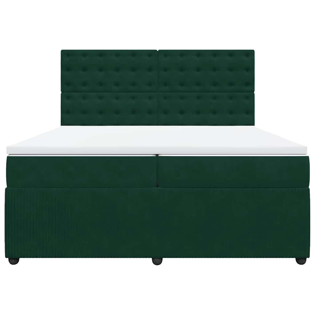 vidaXL Boxspring met matras fluweel donkergroen 200x200 cm groen, foto 4