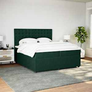 Box spring postel s matrací tmavě zelená 200x200 cm samet - obrázek 3