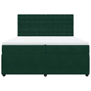 Box spring postel s matrací tmavě zelená 200x200 cm samet - obrázek 4