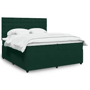 Box spring postel s matrací tmavě zelená 200x200 cm samet - obrázek 1