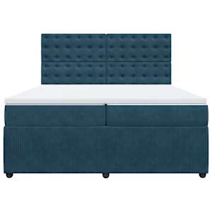 Box spring postel s matrací tmavě modrá 200x200 cm samet - obrázek 4