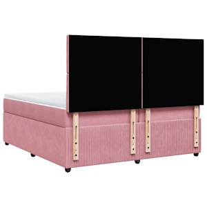 Box spring postel s matrací růžová 200x200 cm samet - obrázek 6