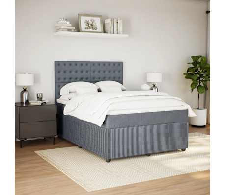 vidaXL Box Spring Bed with Mattress Dark Grey Double Velvet