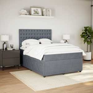 vidaXL Box Spring Bed with Mattress Dark Grey Double Velvet
