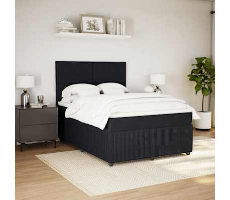 vidaXL Box Spring Bed with Mattress Black Queen Velvet