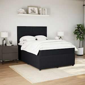 vidaXL Box Spring Bed with Mattress Black Queen Velvet