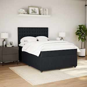 vidaXL Box Spring Bed with Mattress Black Queen Velvet