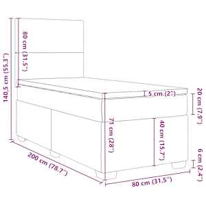 Box spring postel s matrací světle šedá 80 x 200 cm textil - obrázek 18