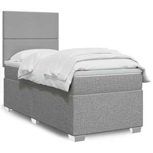 Box spring postelja z vzmetnico svetlo siva 80x200 cm blago