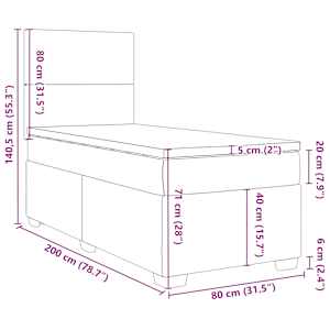 Box spring postel s matrací tmavě šedá 80 x 200 cm textil - obrázek 18