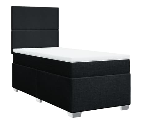 vidaXL Sommier &agrave; lattes de lit et matelas Noir 80x200 cm Tissu