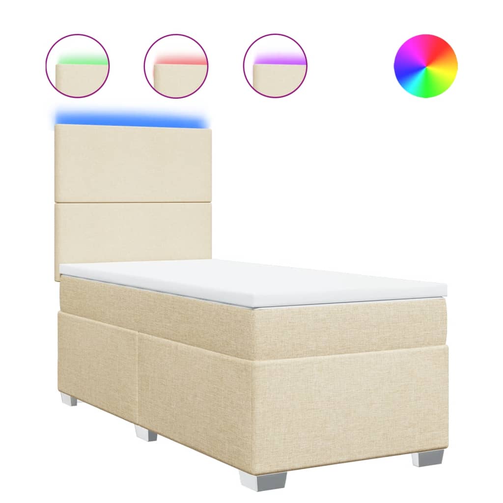 vidaXL Boxspring met matras stof crèmekleurig 80x200 cm, foto 3
