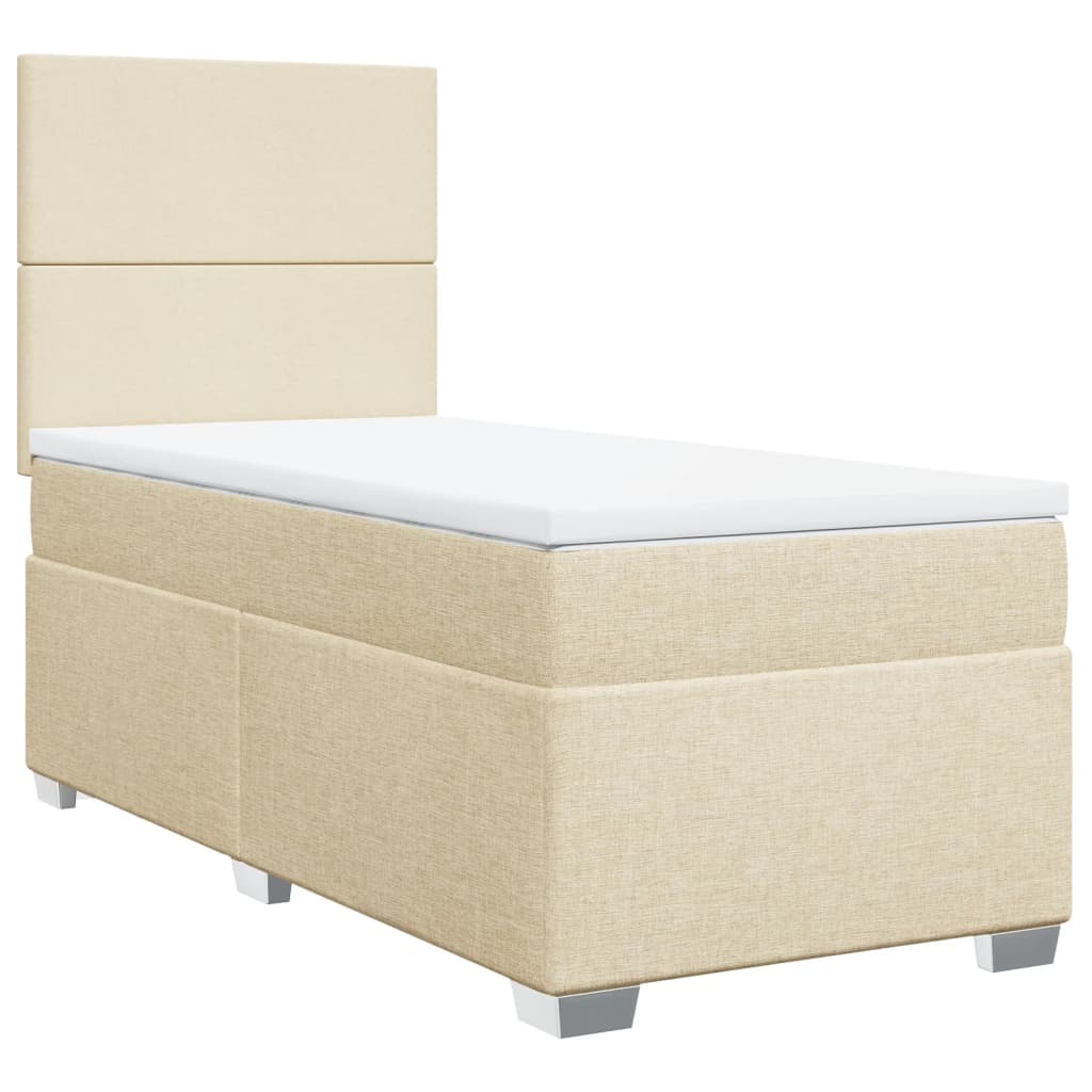 vidaXL Boxspring met matras stof crèmekleurig 80x200 cm afbeelding