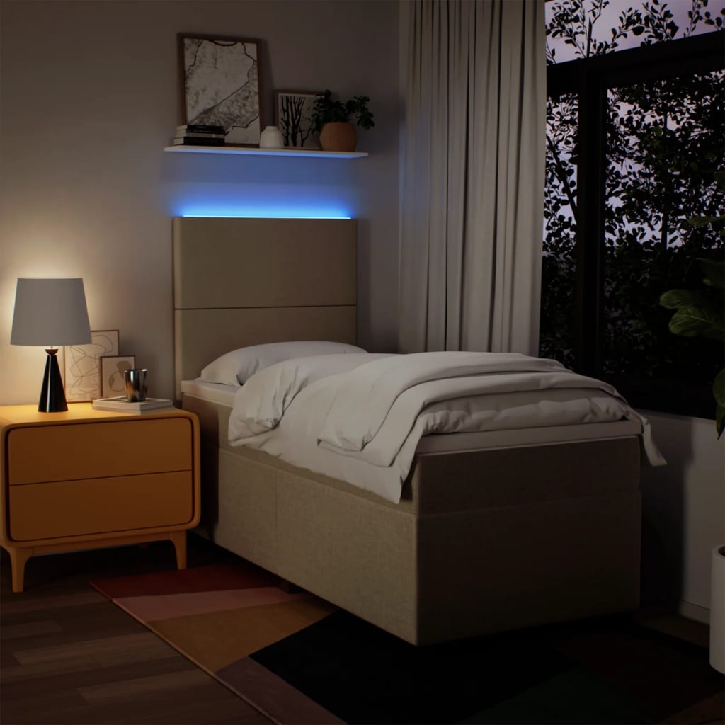 vidaXL Boxspring met matras stof crèmekleurig 80x200 cm, foto 4