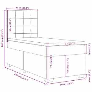 Box spring postel s matrací tmavě šedá 80 x 200 cm textil - obrázek 18