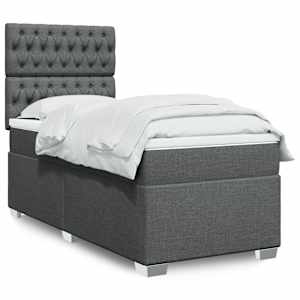 Box spring postel s matrací tmavě šedá 80 x 200 cm textil - obrázek 1