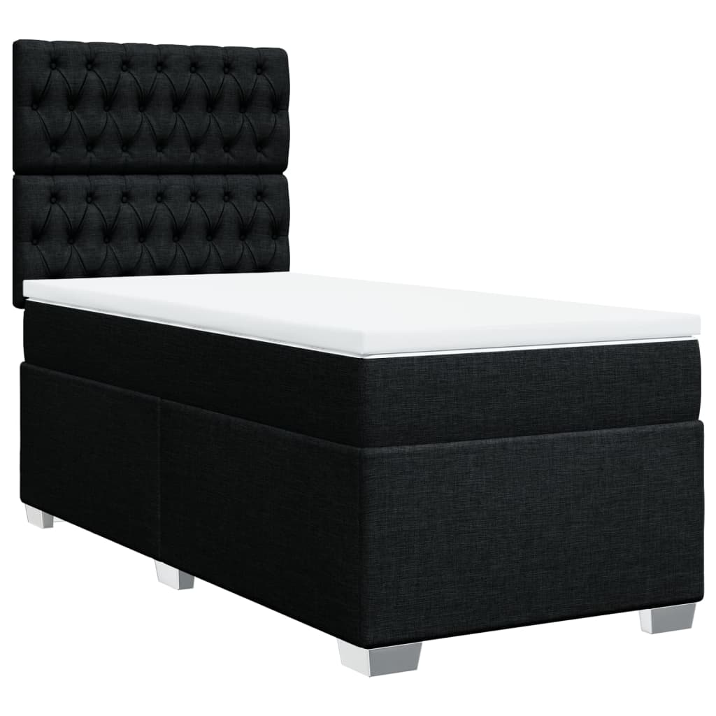 vidaXL Boxspring met matras stof zwart 80x200 cm afbeelding