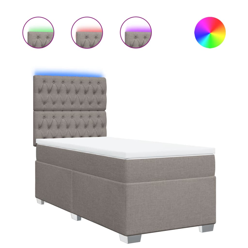 vidaXL Boxspring met matras stof taupe 80x200 cm, foto 3