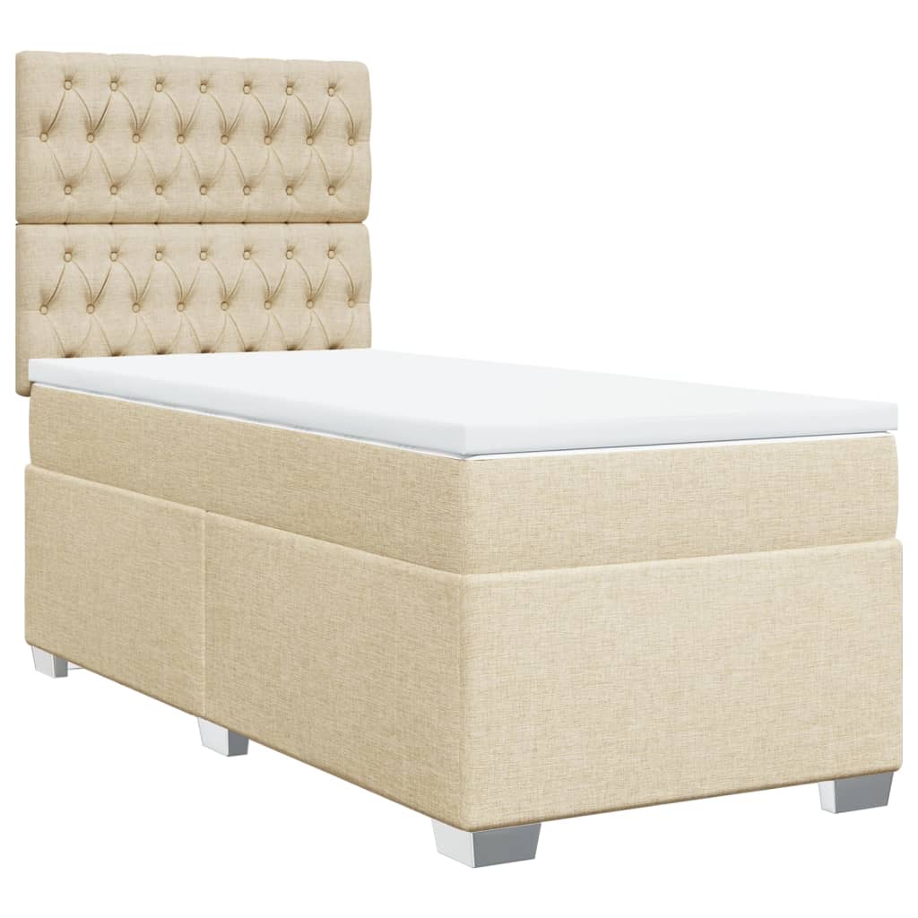 vidaXL Boxspring met matras stof crèmekleurig 80x200 cm afbeelding