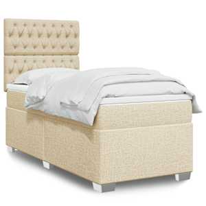 Box spring postelja z vzmetnico krem 80x200 cm blago