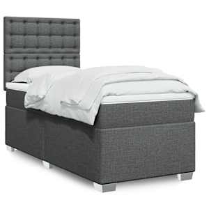 Box spring postel s matrací tmavě šedá 80 x 200 cm textil - obrázek 1