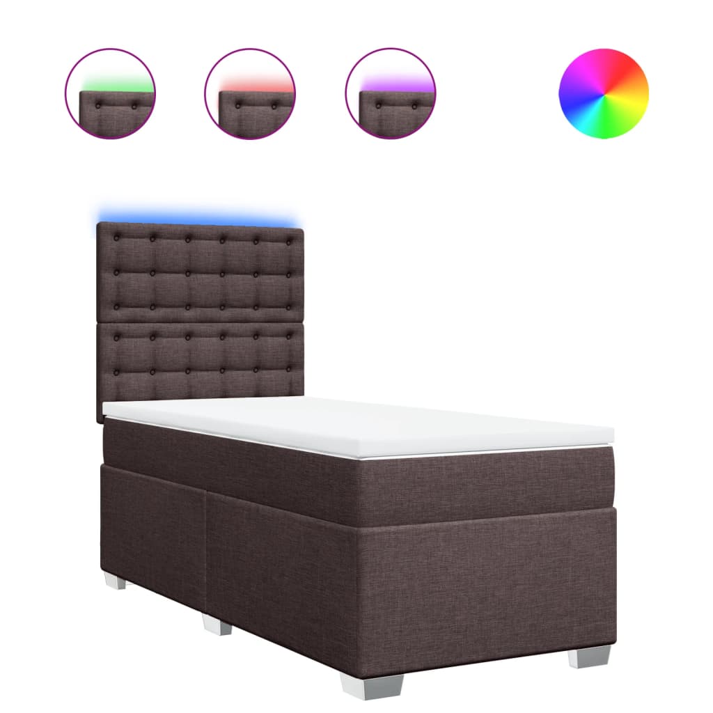 vidaXL Boxspring met matras stof donkerbruin 80x200 cm bruin, foto 3