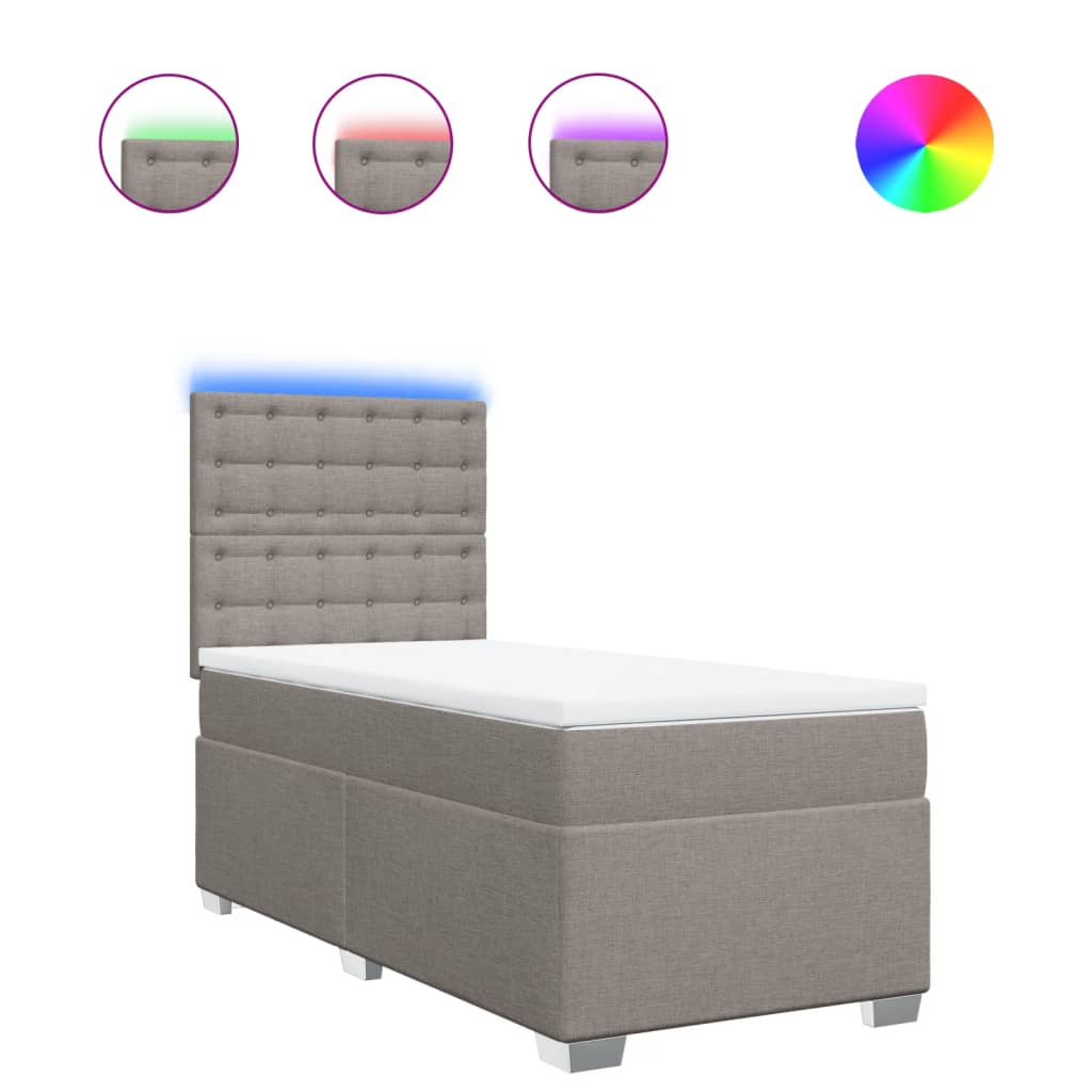 vidaXL Posteľný rám boxsping s matracom sivohnedý 80x200 cm látka