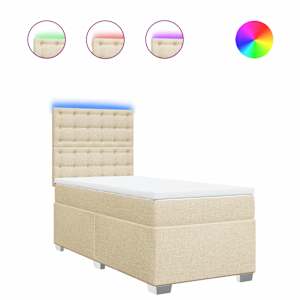 Box spring postel s matrací krémová 80 x 200 cm textil - obrázek 2