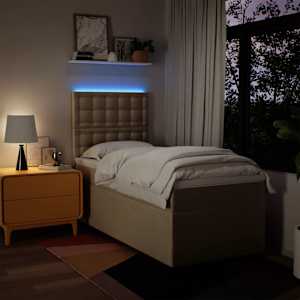Box spring postel s matrací krémová 80 x 200 cm textil - obrázek 5
