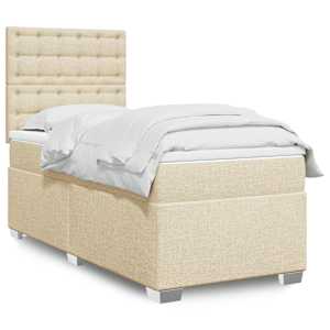Box spring postelja z vzmetnico krem 80x200 cm blago