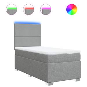 Box spring postel s matrací světle šedá 90x190 cm textil - obrázek 2